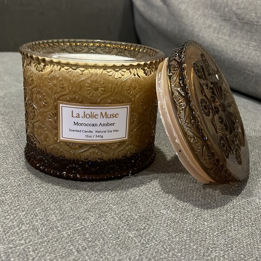 LA JOLIE MUSE Moroccan Amber Candle 12 Oz Natural Soy Wax